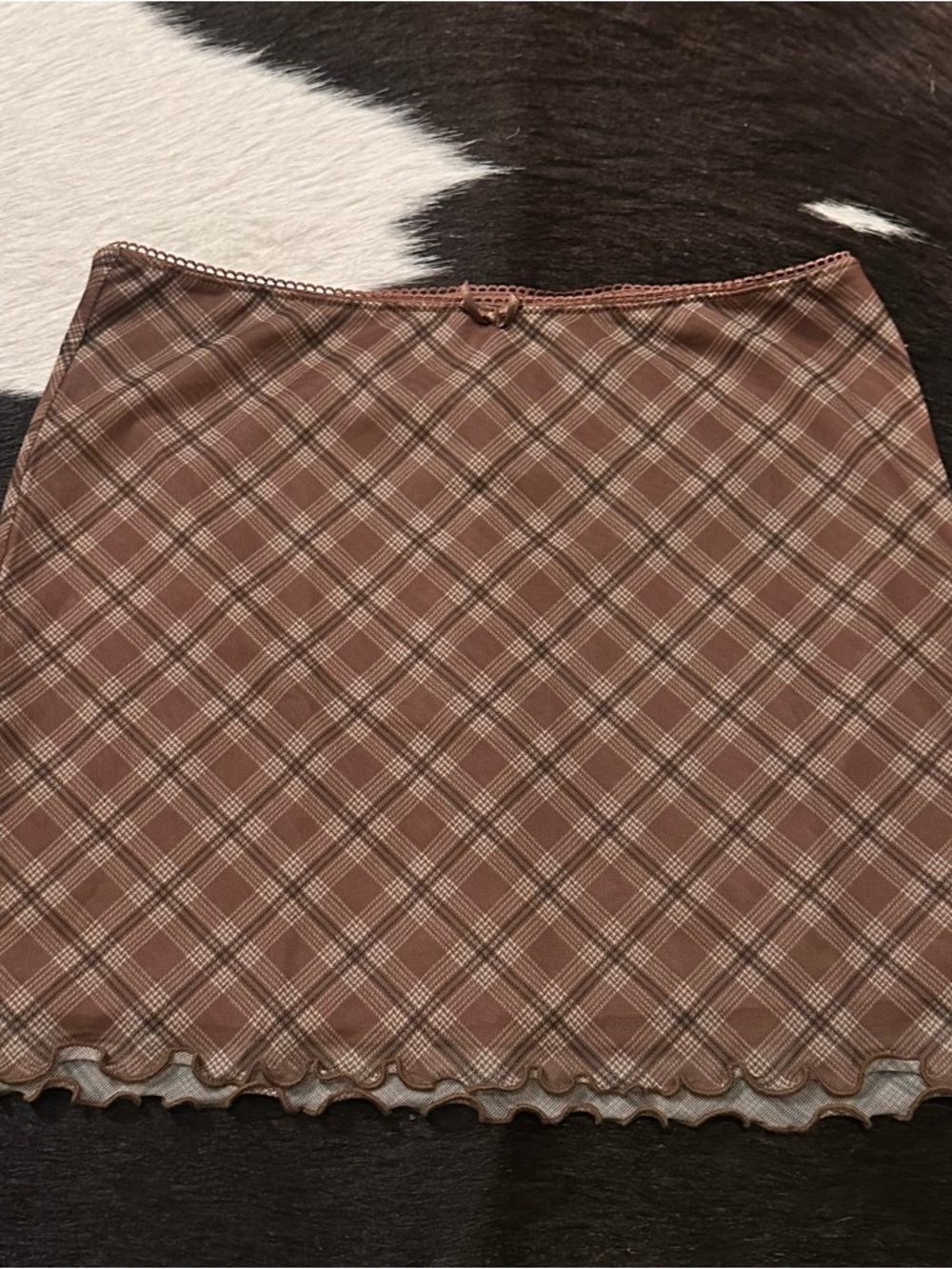 H&M Brown Plaid Mini Skirt
